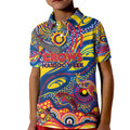 Custom NAIDOC Week 2024 Crows Kid Polo Shirt Aboriginal Animals Keep The Fire Burning