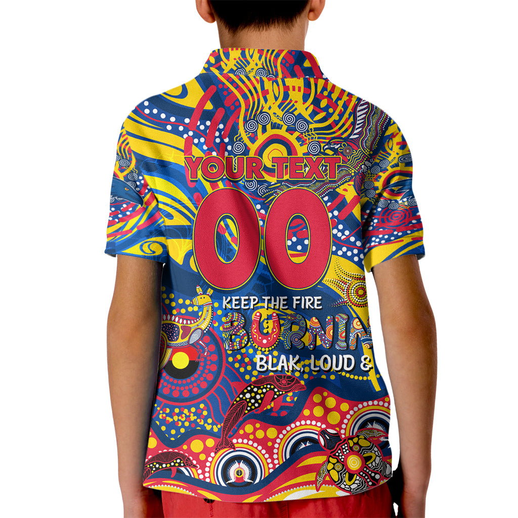 Custom NAIDOC Week 2024 Crows Kid Polo Shirt Aboriginal Animals Keep The Fire Burning