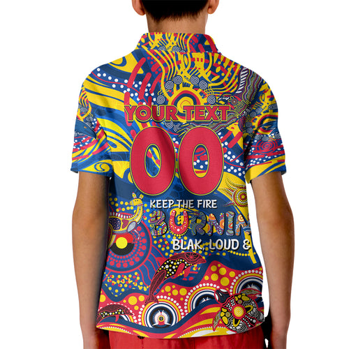 Custom NAIDOC Week 2024 Crows Kid Polo Shirt Aboriginal Animals Keep The Fire Burning