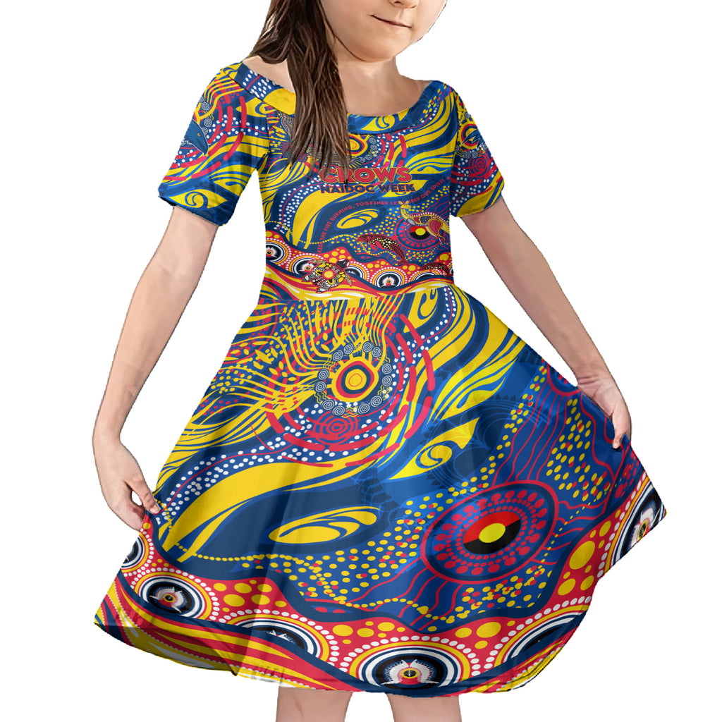 Custom NAIDOC Week 2024 Crows Kid Short Sleeve Dress Aboriginal Animals Keep The Fire Burning