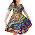 Custom NAIDOC Week 2024 Crows Kid Short Sleeve Dress Aboriginal Animals Keep The Fire Burning