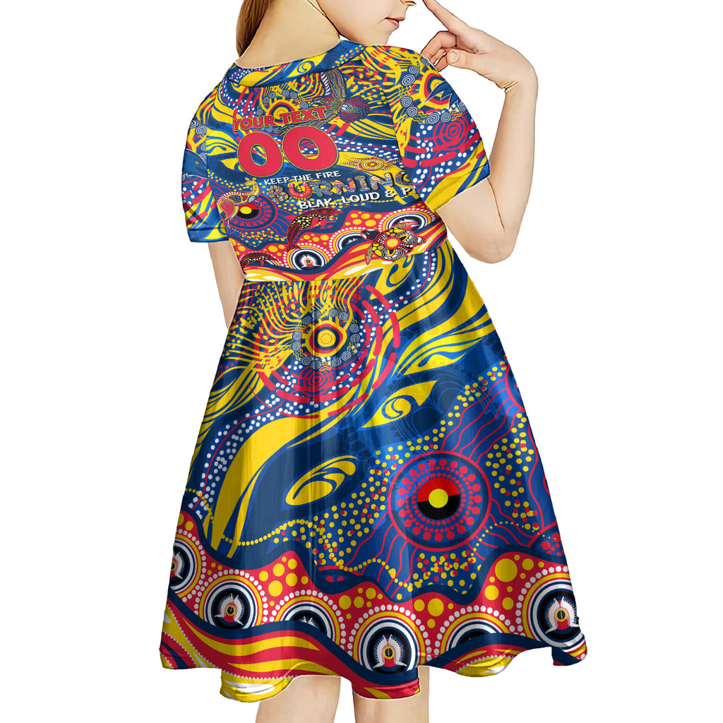 Custom NAIDOC Week 2024 Crows Kid Short Sleeve Dress Aboriginal Animals Keep The Fire Burning