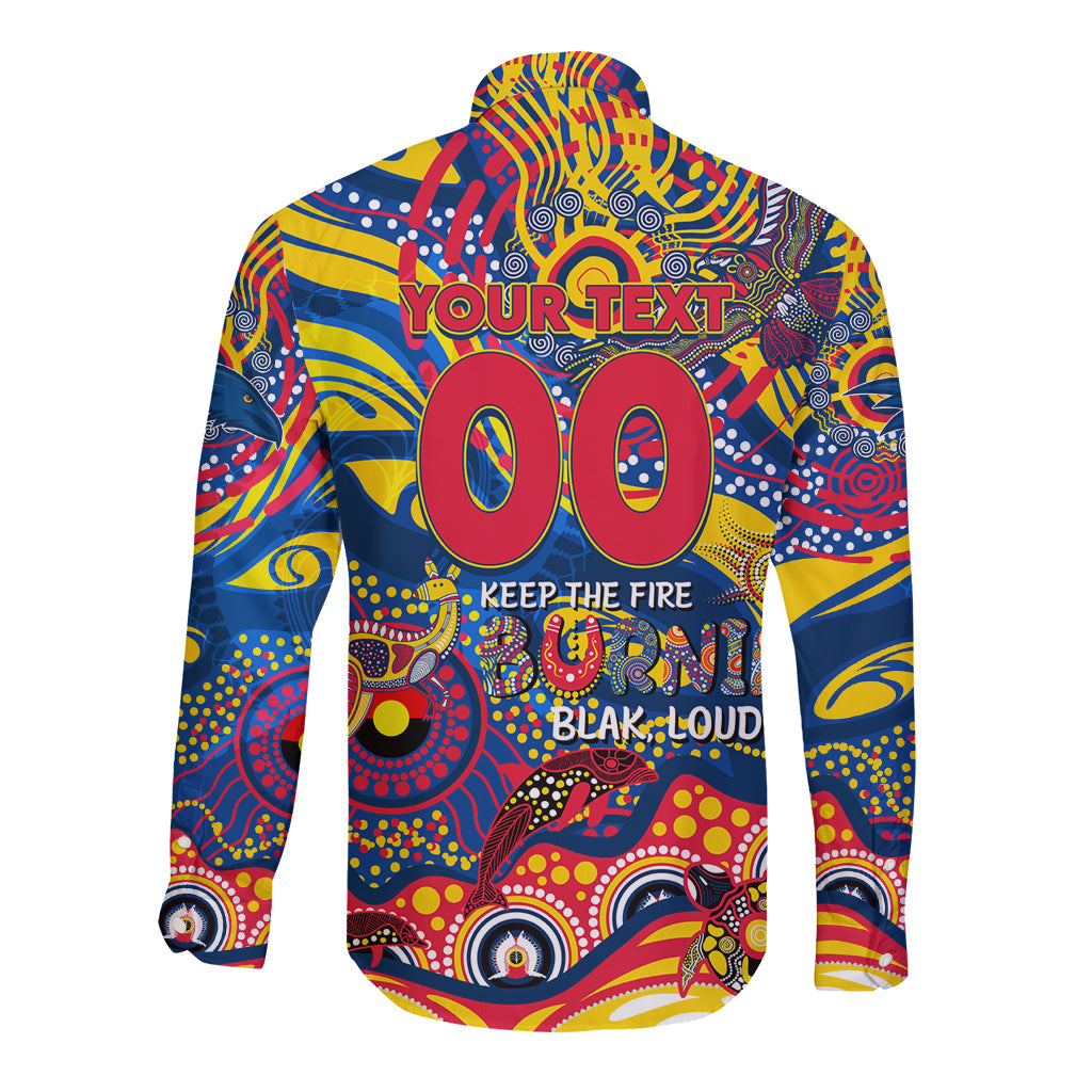 Custom NAIDOC Week 2024 Crows Long Sleeve Button Shirt Aboriginal Animals Keep The Fire Burning