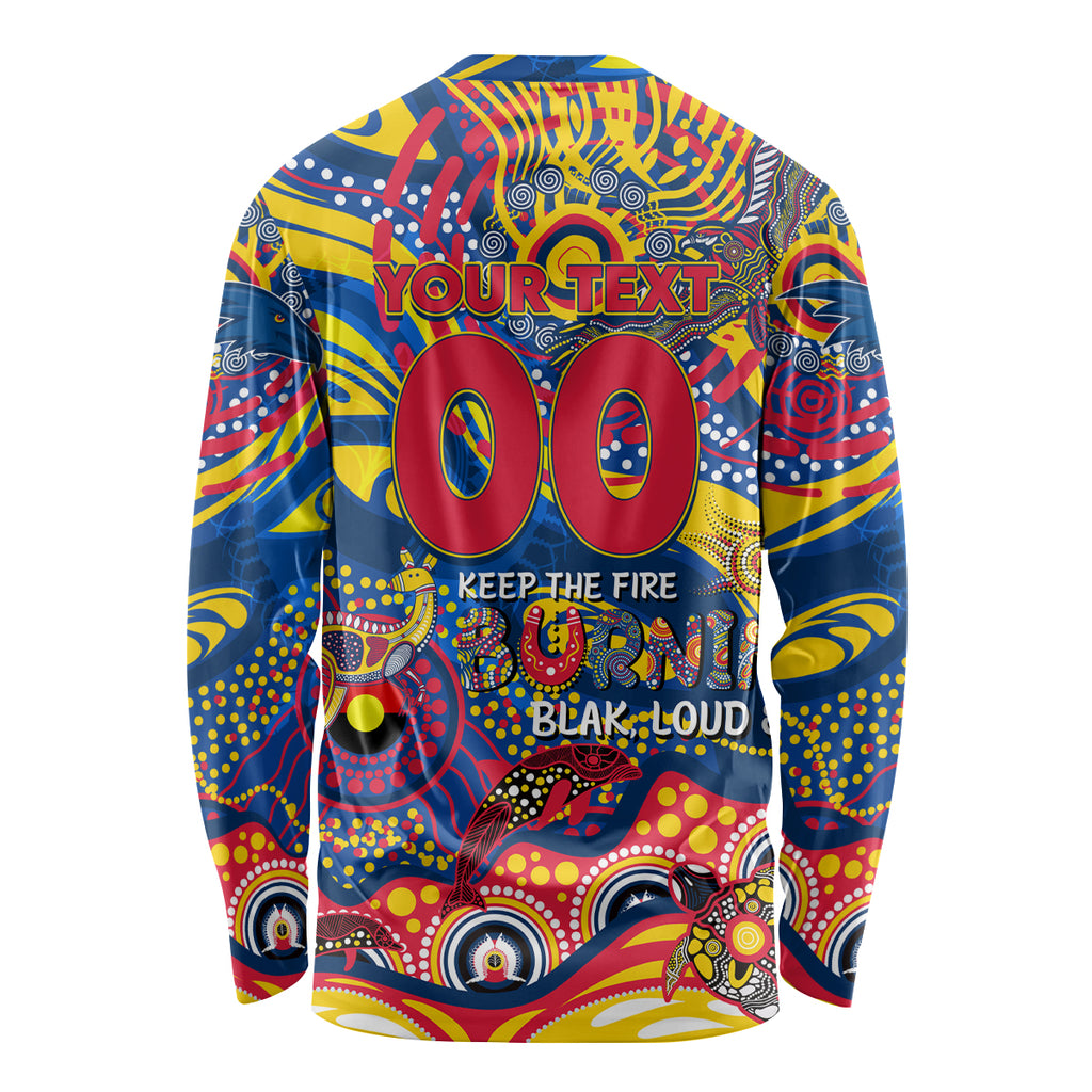 Custom NAIDOC Week 2024 Crows Long Sleeve Shirt Aboriginal Animals Keep The Fire Burning