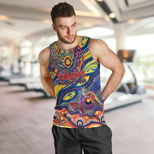 Custom NAIDOC Week 2024 Crows Men Tank Top Aboriginal Animals Keep The Fire Burning