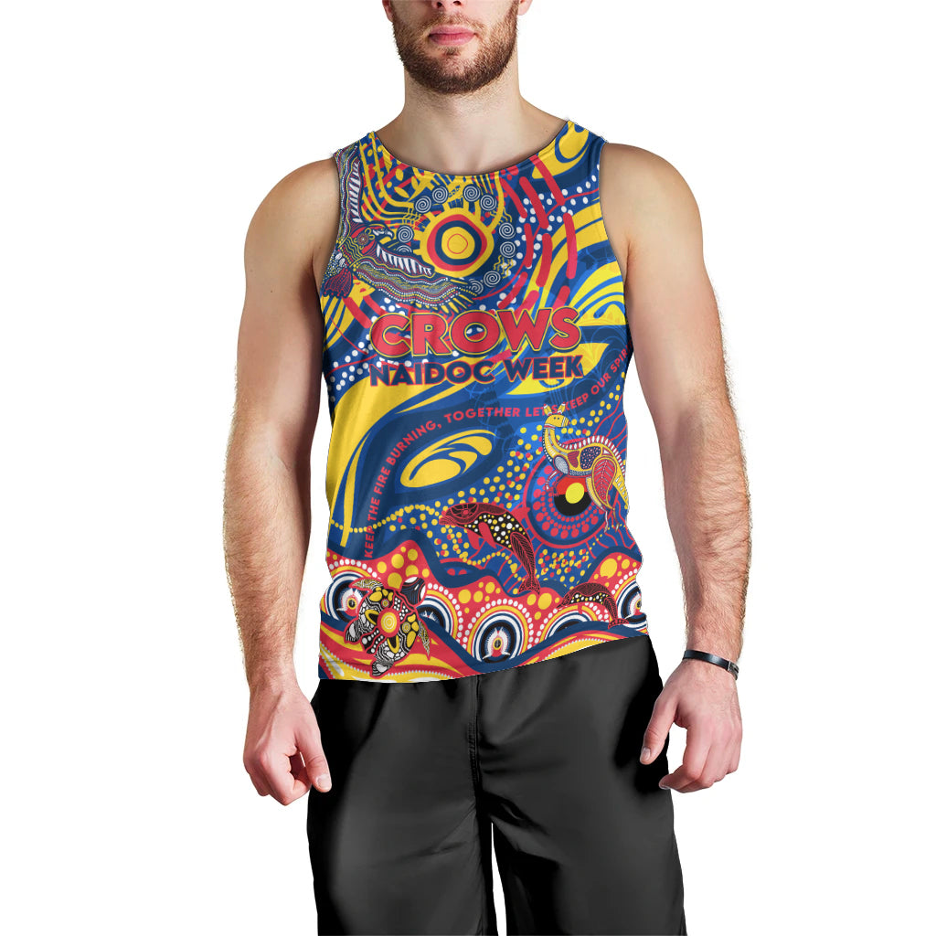 Custom NAIDOC Week 2024 Crows Men Tank Top Aboriginal Animals Keep The Fire Burning
