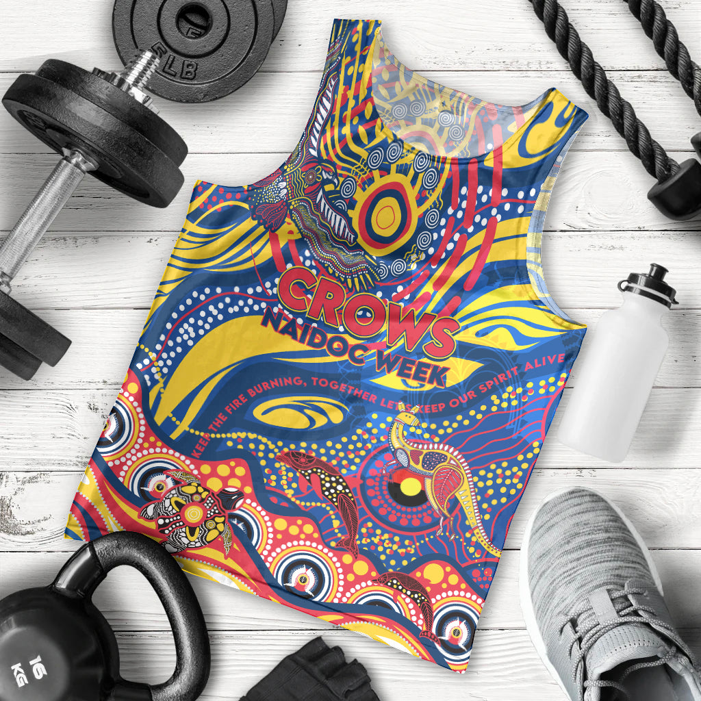 Custom NAIDOC Week 2024 Crows Men Tank Top Aboriginal Animals Keep The Fire Burning