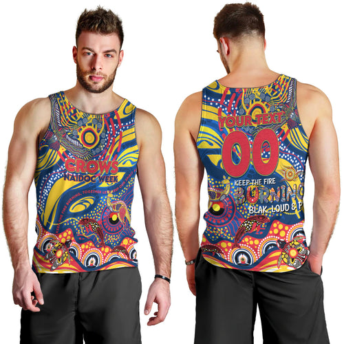 Custom NAIDOC Week 2024 Crows Men Tank Top Aboriginal Animals Keep The Fire Burning