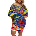 Custom NAIDOC Week 2024 Crows Off Shoulder Short Dress Aboriginal Animals Keep The Fire Burning