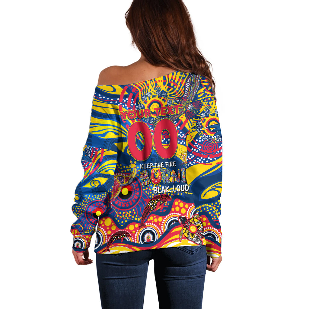 Custom NAIDOC Week 2024 Crows Off Shoulder Sweater Aboriginal Animals Keep The Fire Burning