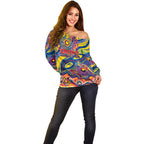 Custom NAIDOC Week 2024 Crows Off Shoulder Sweater Aboriginal Animals Keep The Fire Burning