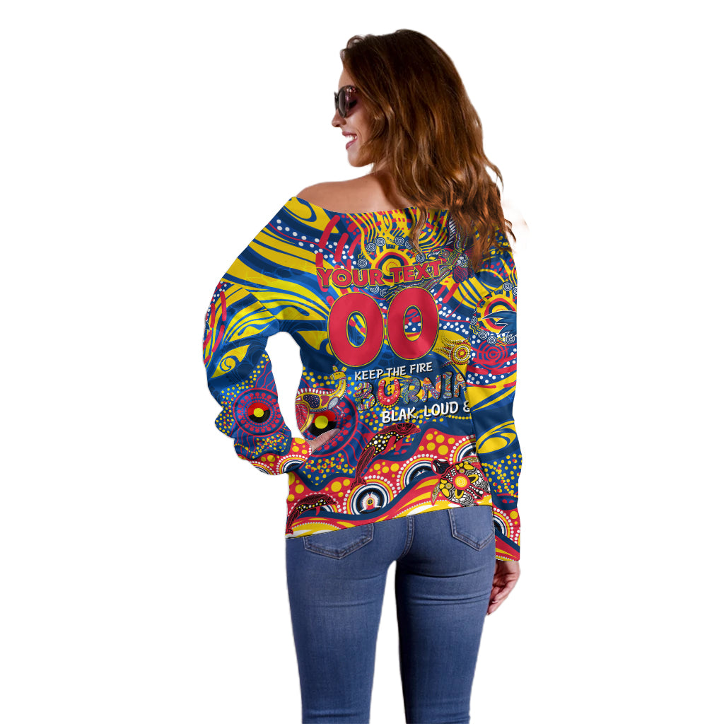 Custom NAIDOC Week 2024 Crows Off Shoulder Sweater Aboriginal Animals Keep The Fire Burning