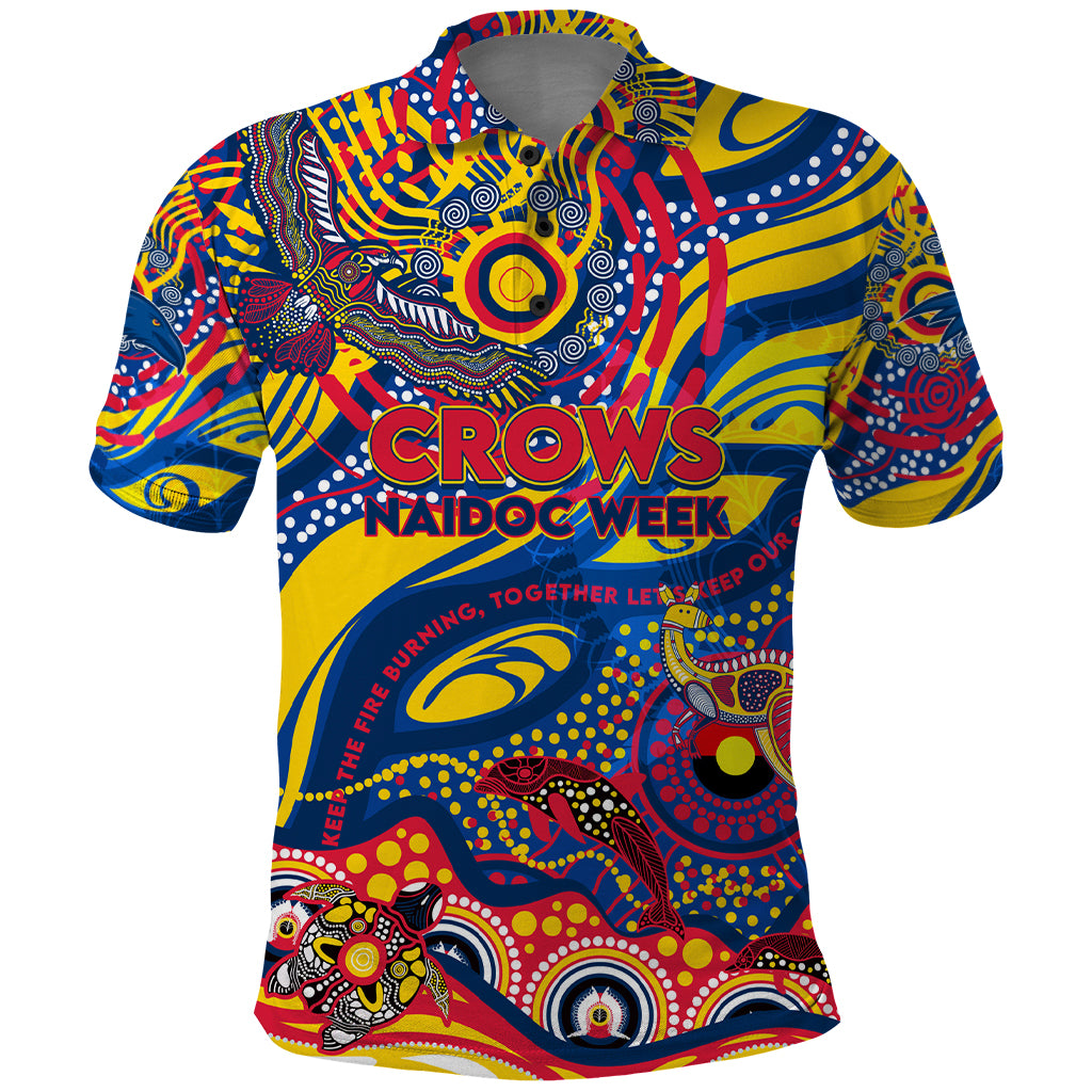 Custom NAIDOC Week 2024 Crows Polo Shirt Aboriginal Animals Keep The Fire Burning