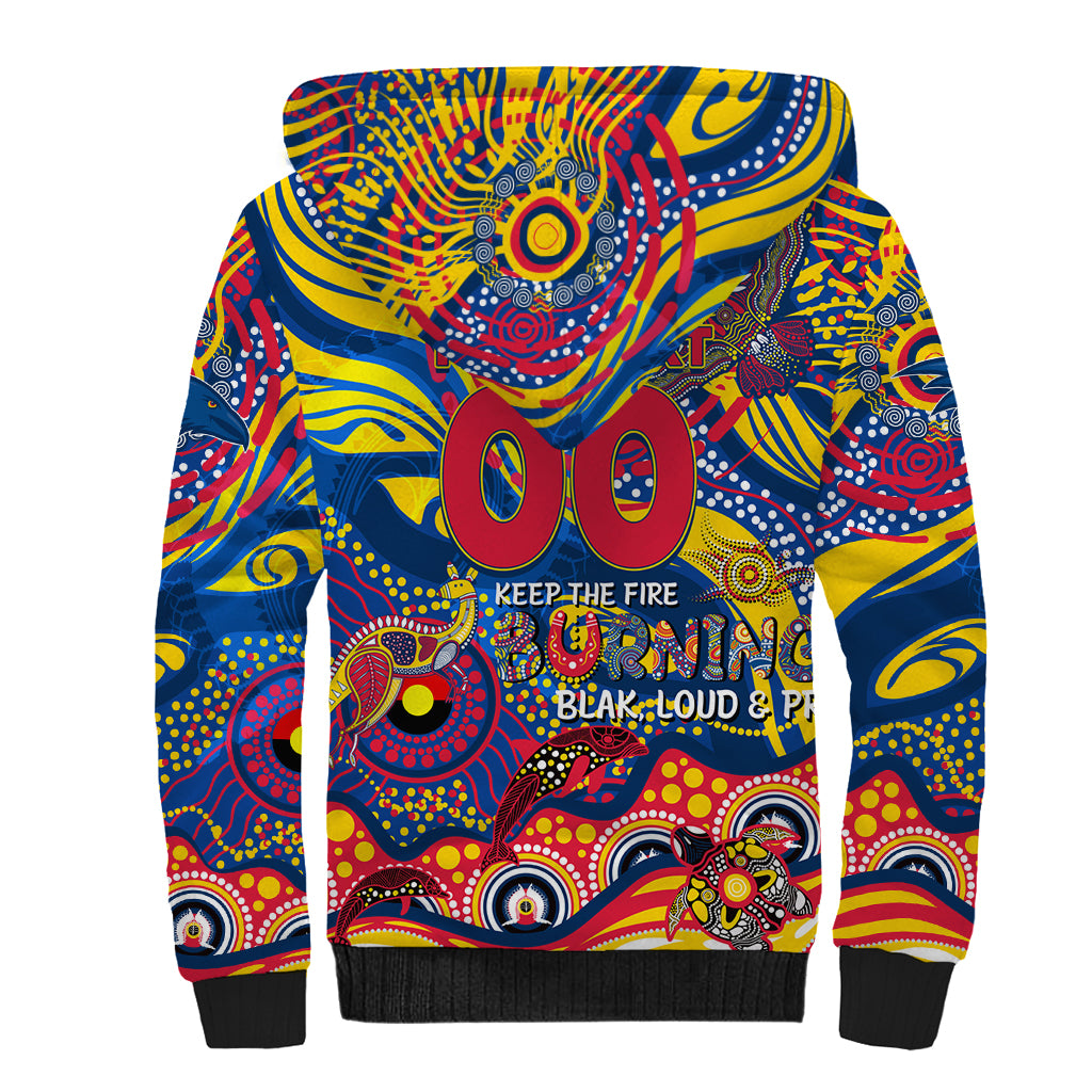 Custom NAIDOC Week 2024 Crows Sherpa Hoodie Aboriginal Animals Keep The Fire Burning