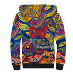 Custom NAIDOC Week 2024 Crows Sherpa Hoodie Aboriginal Animals Keep The Fire Burning