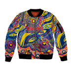 Custom NAIDOC Week 2024 Crows Sleeve Zip Bomber Jacket Aboriginal Animals Keep The Fire Burning