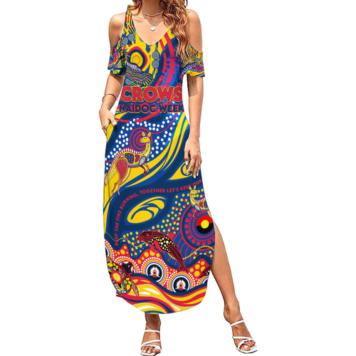 Custom NAIDOC Week 2024 Crows Summer Maxi Dress Aboriginal Animals Keep The Fire Burning