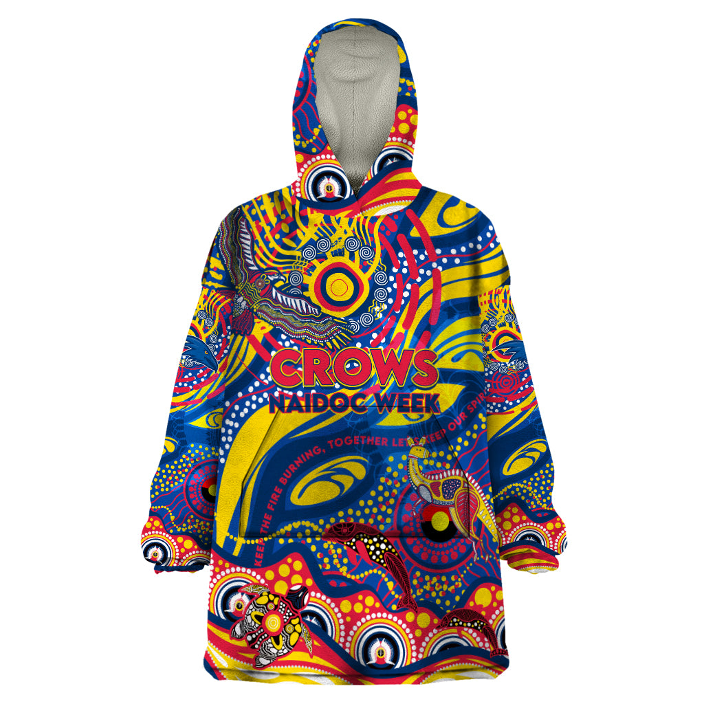 Custom NAIDOC Week 2024 Crows Wearable Blanket Hoodie Aboriginal Animals Keep The Fire Burning