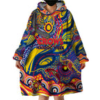 Custom NAIDOC Week 2024 Crows Wearable Blanket Hoodie Aboriginal Animals Keep The Fire Burning
