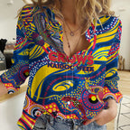 Custom NAIDOC Week 2024 Crows Women Casual Shirt Aboriginal Animals Keep The Fire Burning
