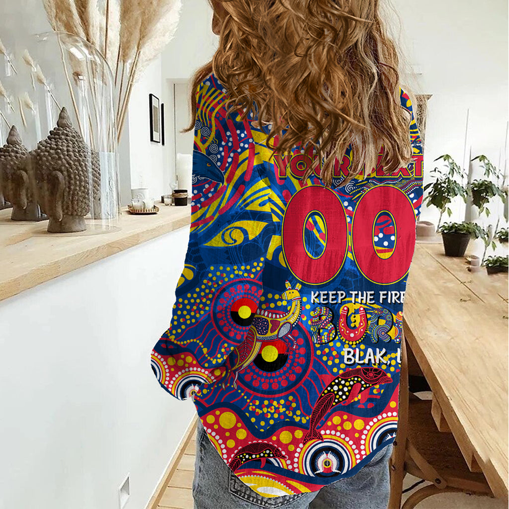 Custom NAIDOC Week 2024 Crows Women Casual Shirt Aboriginal Animals Keep The Fire Burning