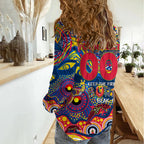 Custom NAIDOC Week 2024 Crows Women Casual Shirt Aboriginal Animals Keep The Fire Burning