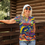 Custom NAIDOC Week 2024 Crows Women Polo Shirt Aboriginal Animals Keep The Fire Burning