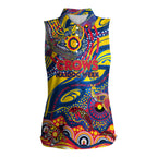 Custom NAIDOC Week 2024 Crows Women Sleeveless Polo Shirt Aboriginal Animals Keep The Fire Burning