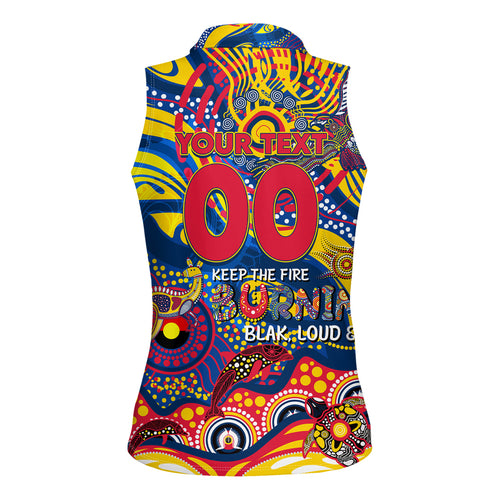 Custom NAIDOC Week 2024 Crows Women Sleeveless Polo Shirt Aboriginal Animals Keep The Fire Burning
