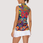 Custom NAIDOC Week 2024 Crows Women Sleeveless Polo Shirt Aboriginal Animals Keep The Fire Burning