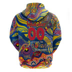 Custom NAIDOC Week 2024 Crows Zip Hoodie Aboriginal Animals Keep The Fire Burning