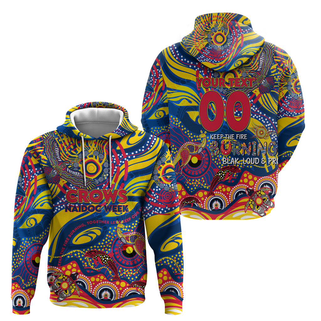 Custom NAIDOC Week 2024 Crows Zip Hoodie Aboriginal Animals Keep The Fire Burning