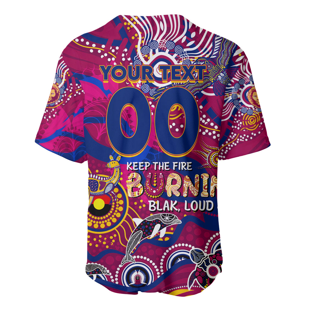 Custom NAIDOC Week 2024 Lions Baseball Jersey Aboriginal Animals Keep The Fire Burning
