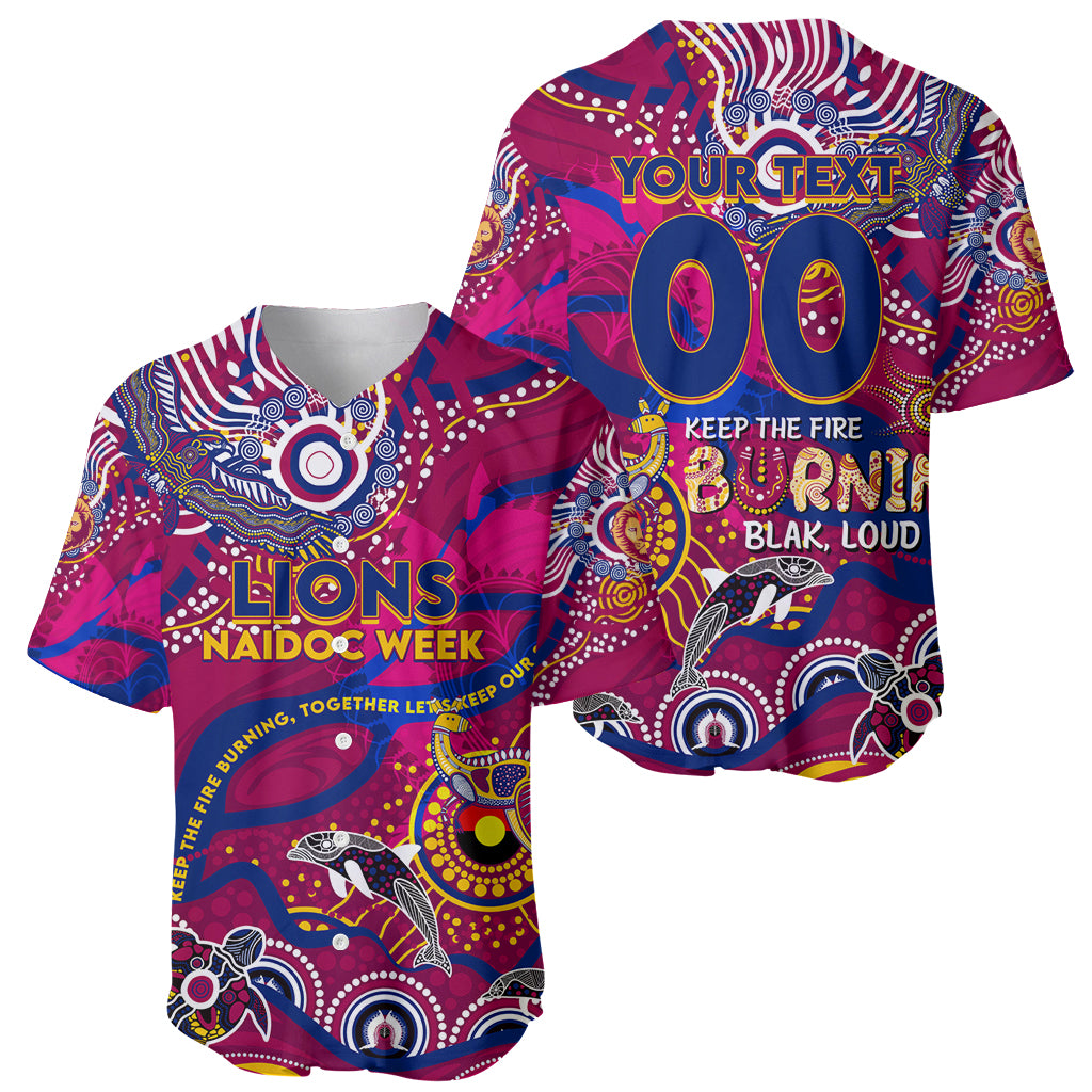 Custom NAIDOC Week 2024 Lions Baseball Jersey Aboriginal Animals Keep The Fire Burning
