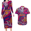 Custom NAIDOC Week 2024 Lions Couples Matching Long Sleeve Bodycon Dress and Hawaiian Shirt Aboriginal Animals Keep The Fire Burning