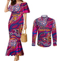 Custom NAIDOC Week 2024 Lions Couples Matching Mermaid Dress and Long Sleeve Button Shirt Aboriginal Animals Keep The Fire Burning