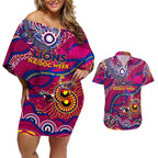 Custom NAIDOC Week 2024 Lions Couples Matching Off Shoulder Short Dress and Hawaiian Shirt Aboriginal Animals Keep The Fire Burning