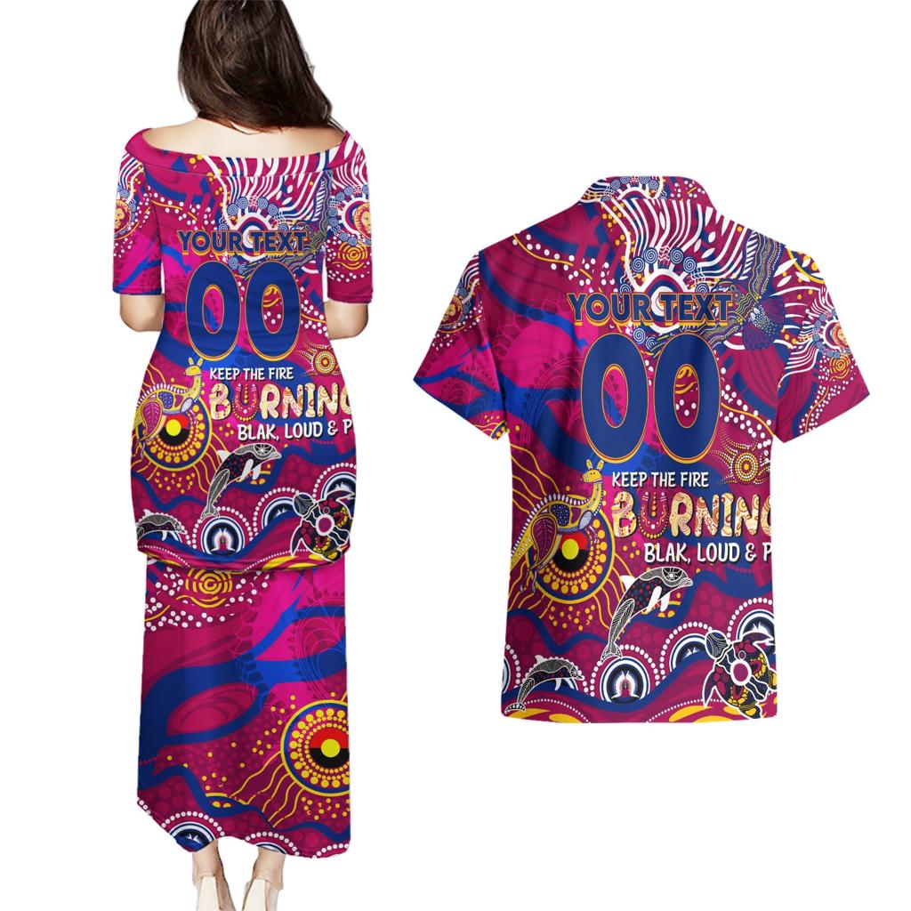 Custom NAIDOC Week 2024 Lions Couples Matching Puletasi and Hawaiian Shirt Aboriginal Animals Keep The Fire Burning