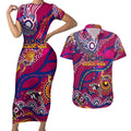 Custom NAIDOC Week 2024 Lions Couples Matching Short Sleeve Bodycon Dress and Hawaiian Shirt Aboriginal Animals Keep The Fire Burning