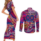 Custom NAIDOC Week 2024 Lions Couples Matching Short Sleeve Bodycon Dress and Long Sleeve Button Shirt Aboriginal Animals Keep The Fire Burning