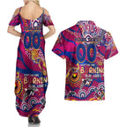 Custom NAIDOC Week 2024 Lions Couples Matching Summer Maxi Dress and Hawaiian Shirt Aboriginal Animals Keep The Fire Burning
