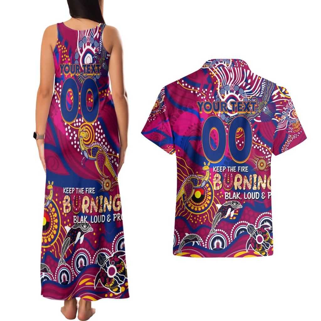 Custom NAIDOC Week 2024 Lions Couples Matching Tank Maxi Dress and Hawaiian Shirt Aboriginal Animals Keep The Fire Burning