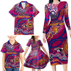 Custom NAIDOC Week 2024 Lions Family Matching Long Sleeve Bodycon Dress and Hawaiian Shirt Aboriginal Animals Keep The Fire Burning