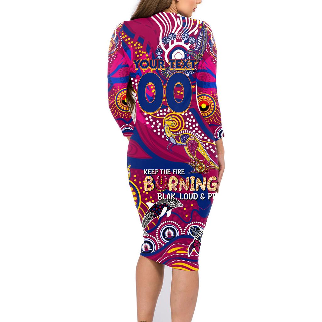 Custom NAIDOC Week 2024 Lions Family Matching Long Sleeve Bodycon Dress and Hawaiian Shirt Aboriginal Animals Keep The Fire Burning