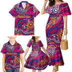 Custom NAIDOC Week 2024 Lions Family Matching Mermaid Dress and Hawaiian Shirt Aboriginal Animals Keep The Fire Burning