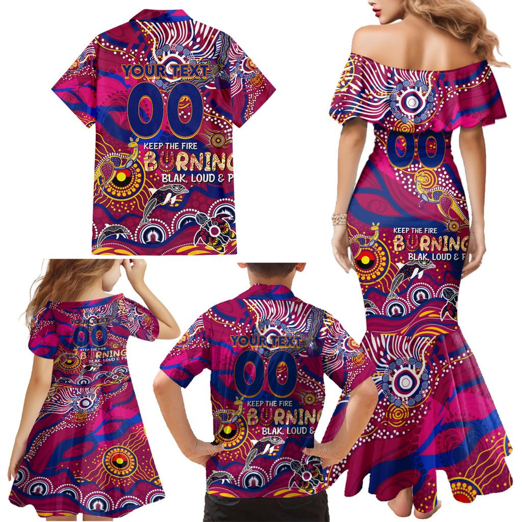 Custom NAIDOC Week 2024 Lions Family Matching Mermaid Dress and Hawaiian Shirt Aboriginal Animals Keep The Fire Burning