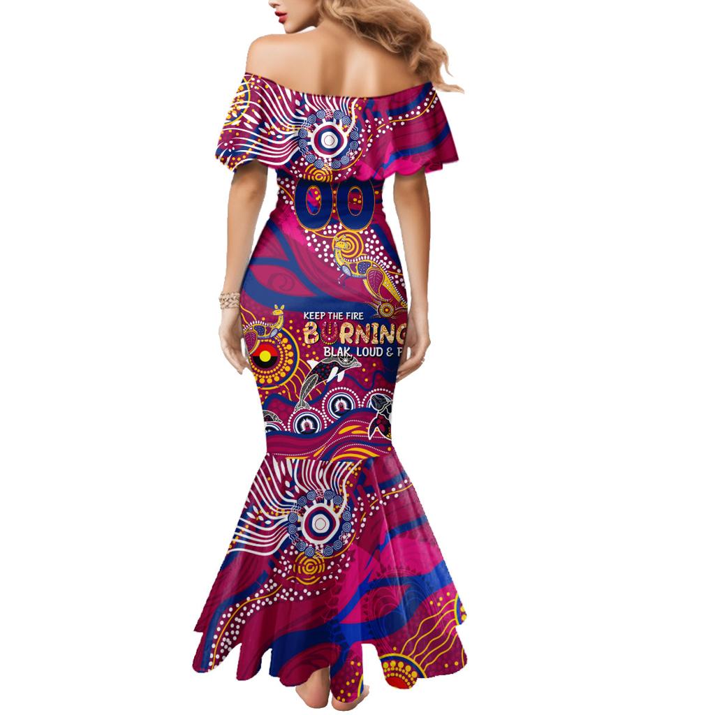 Custom NAIDOC Week 2024 Lions Family Matching Mermaid Dress and Hawaiian Shirt Aboriginal Animals Keep The Fire Burning