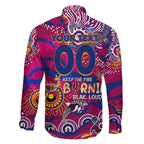 Custom NAIDOC Week 2024 Lions Family Matching Off The Shoulder Long Sleeve Dress and Hawaiian Shirt Aboriginal Animals Keep The Fire Burning