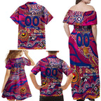 Custom NAIDOC Week 2024 Lions Family Matching Off Shoulder Maxi Dress and Hawaiian Shirt Aboriginal Animals Keep The Fire Burning
