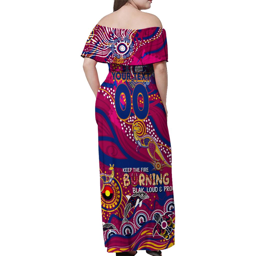 Custom NAIDOC Week 2024 Lions Family Matching Off Shoulder Maxi Dress and Hawaiian Shirt Aboriginal Animals Keep The Fire Burning